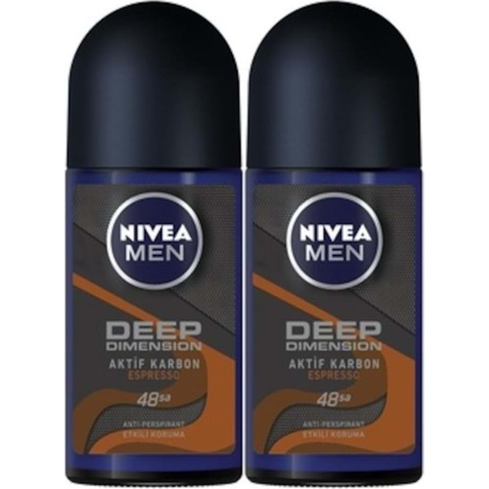 Nivea Men Deep Dimension Espresso Roll-On Deodorant 2 x 50 ml