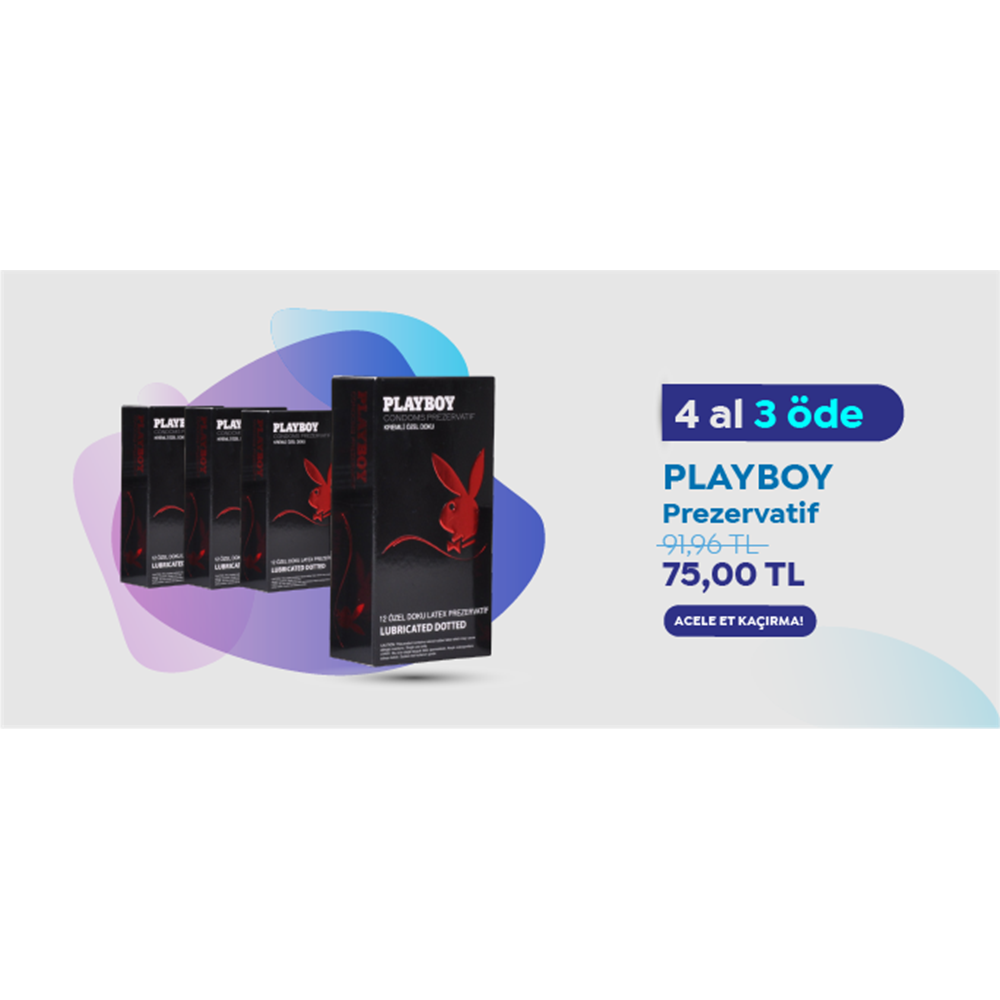 Playboy Dotted Özel Kabartma Yüzeyli 12'li Prezervatif 4 Al 3 Öde