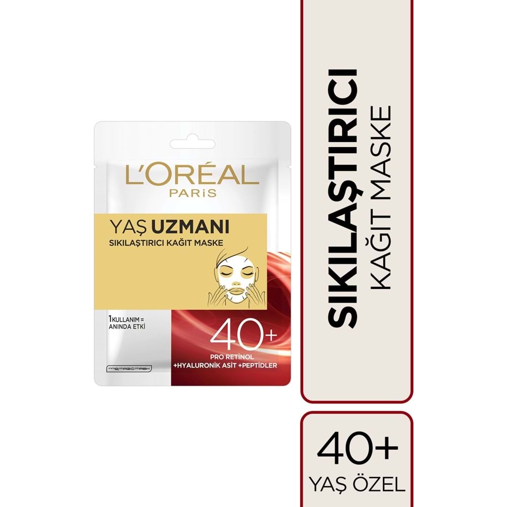 L'Oréal Paris Yaş Uzmanı Sıkılaştırıcı Kağıt Maske 40+