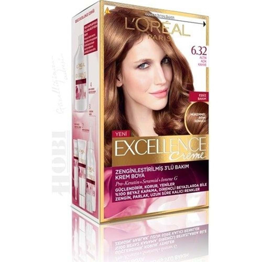 Loreal Paris Excellence Creme Saç Boyası 6.32 Altın Açık Kahve