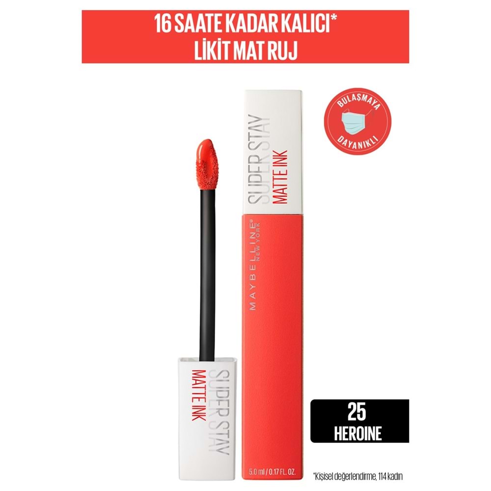 Maybelline New York Super Stay Matte Ink Likit Mat Ruj - 25 Heroine - Turuncu
