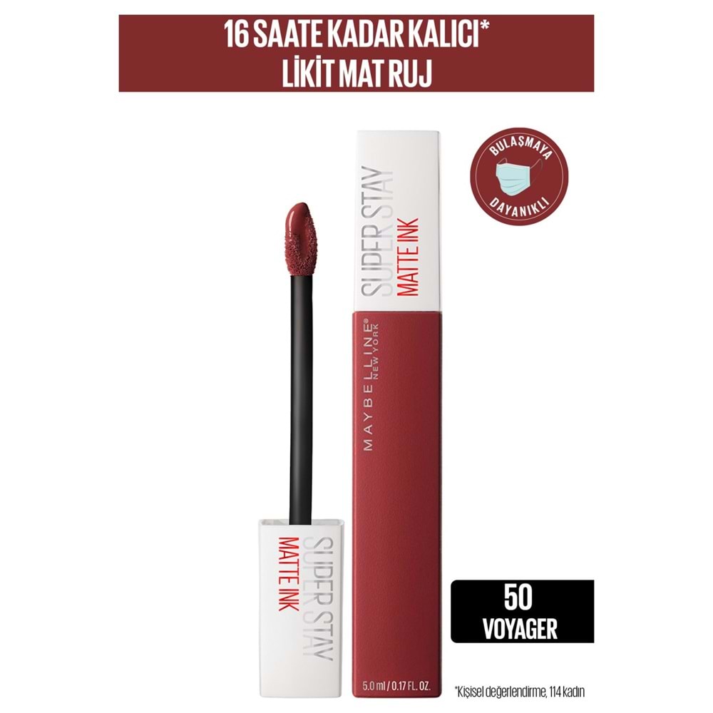 Maybelline New York Super Stay Matte Ink Likit Mat Ruj - 50 Voyager - Bordo