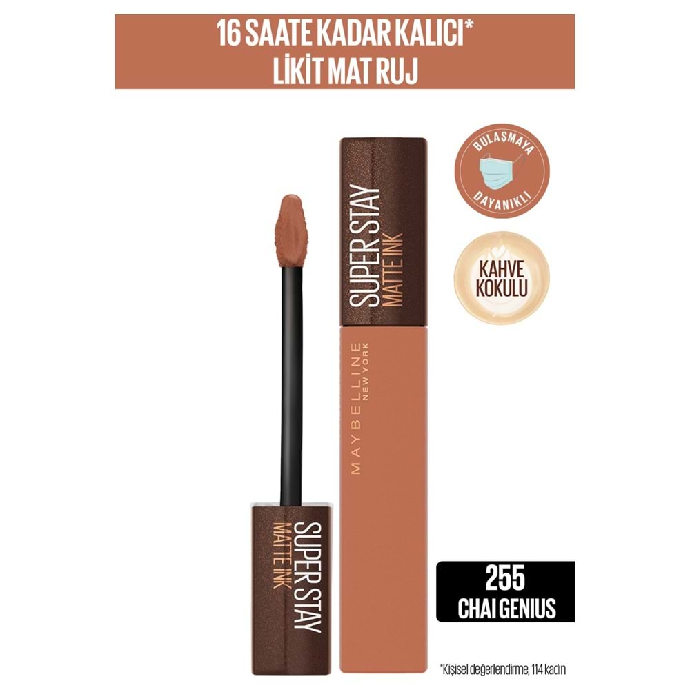 Maybelline New York Super Stay Matte Ink Likit Mat Ruj - 255 Chai Genius