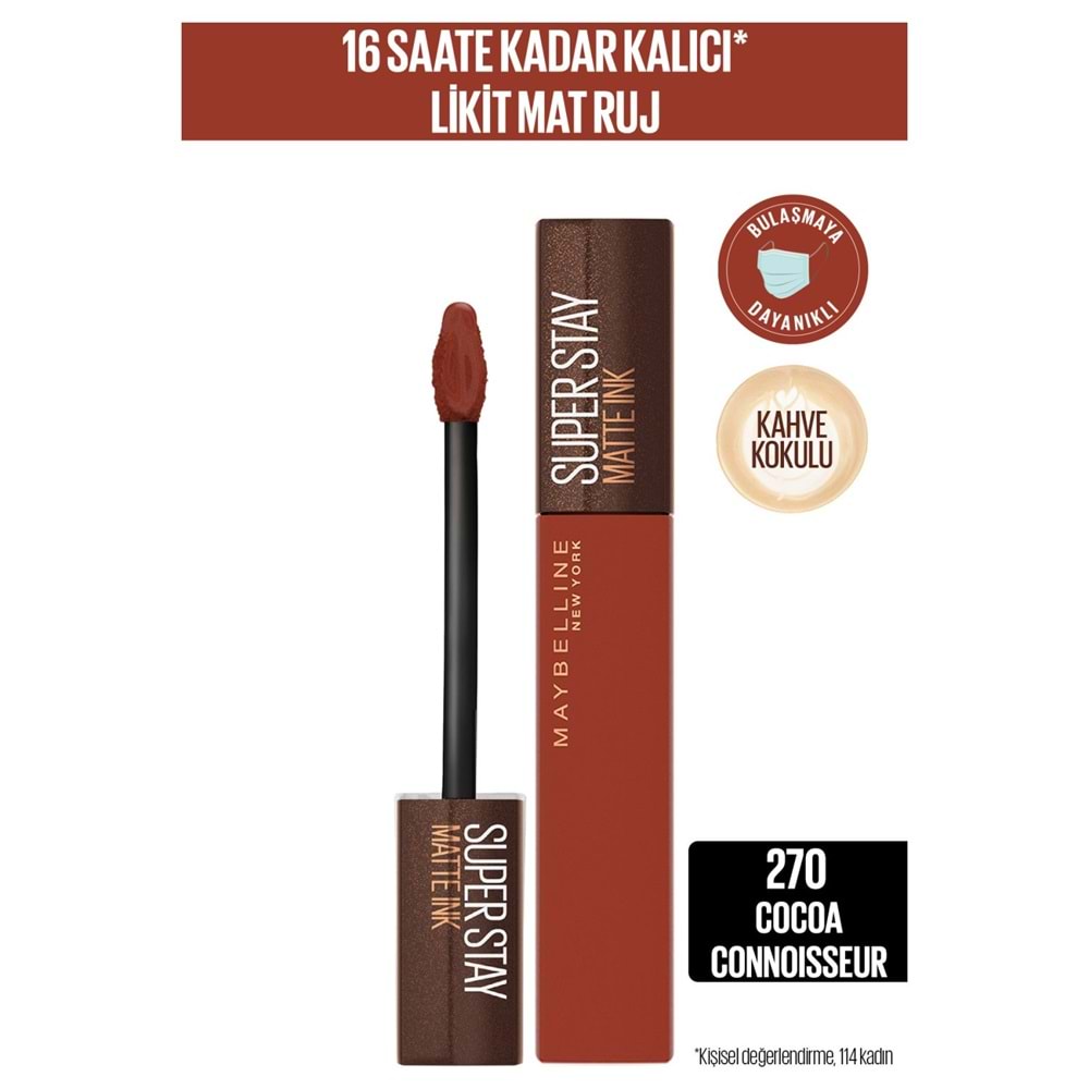 Maybelline New York Super Stay Matte Ink Likit Mat Ruj - 270 Cocoa Connoisseur