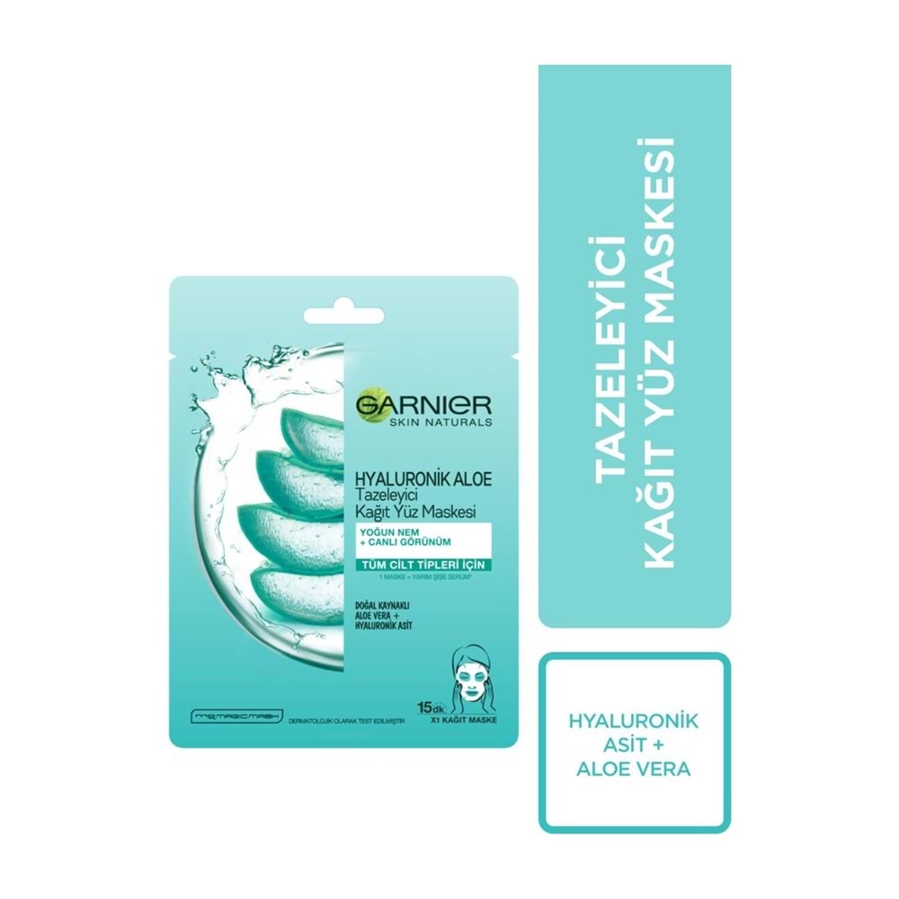 Garnier Hyaluronik Aloe Tazeleyici Kağıt Yüz Maskesi