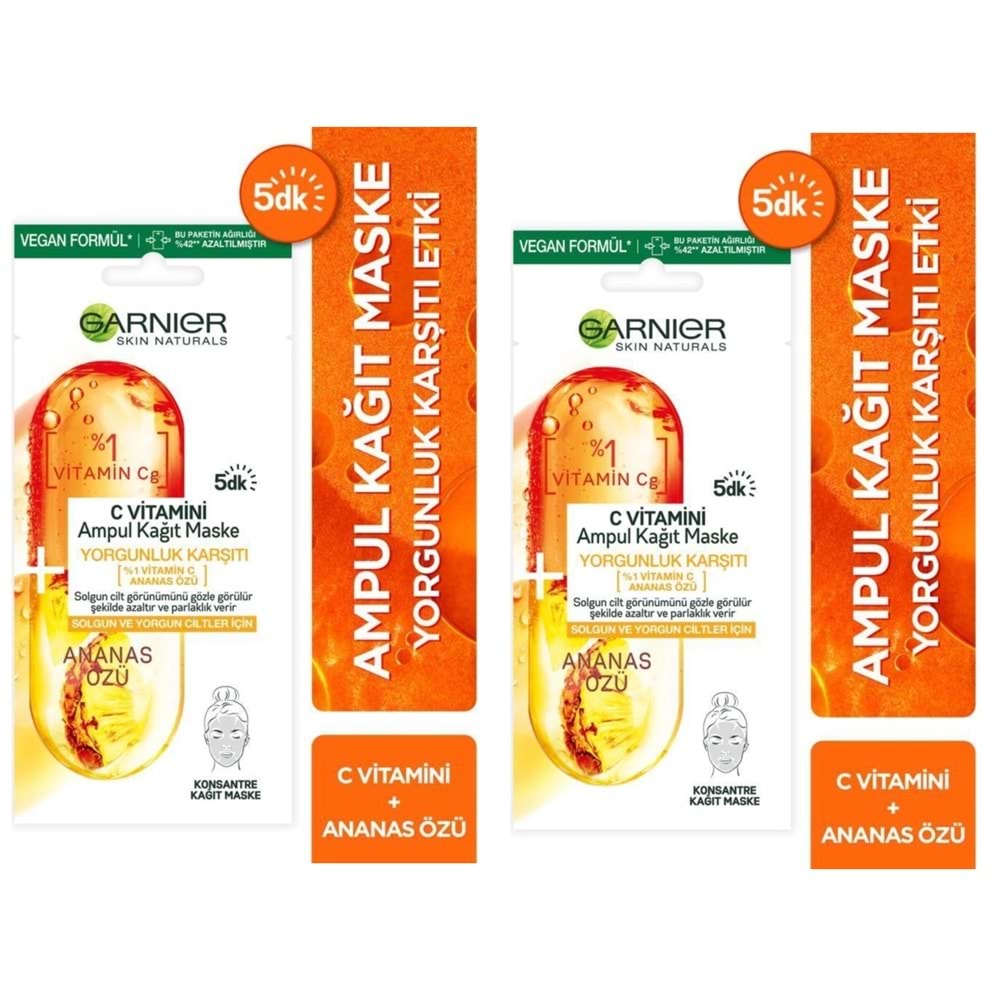 Garnier C Vitamini Ampul Kağıt Maske X2 Adet