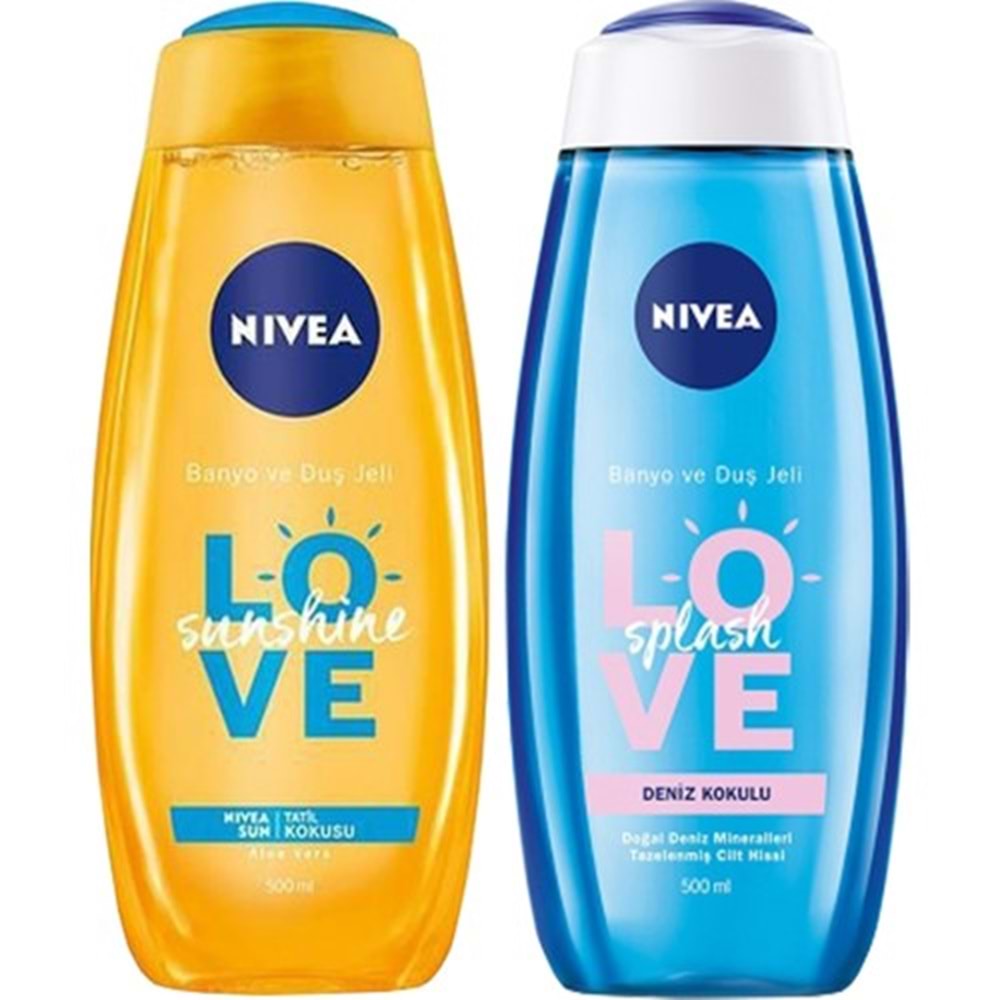 Nivea Love Sunshine Duş Jeli 500 ml + Splash Deniz Kokulu Duş Jeli 500 ml