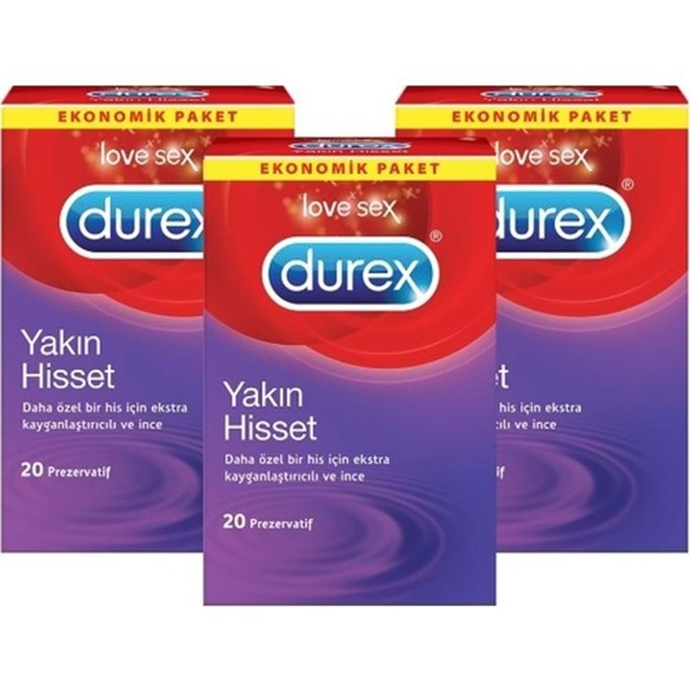 Durex Yakın Hisset İnce Prezervatif 20'li Avantaj Paketi X3 Paket