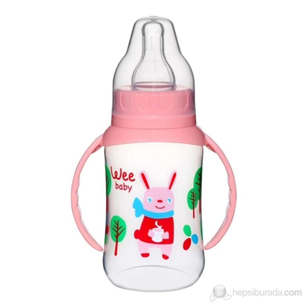 Wee Baby Silikon Kiraz Uçlu Kulplu PP Biberon / 150cc