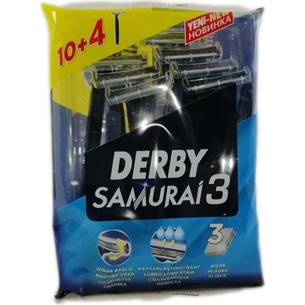 Derby Samurai 3 Tıraş Bıçağı 3 Bıçaklı 10+4 Paket