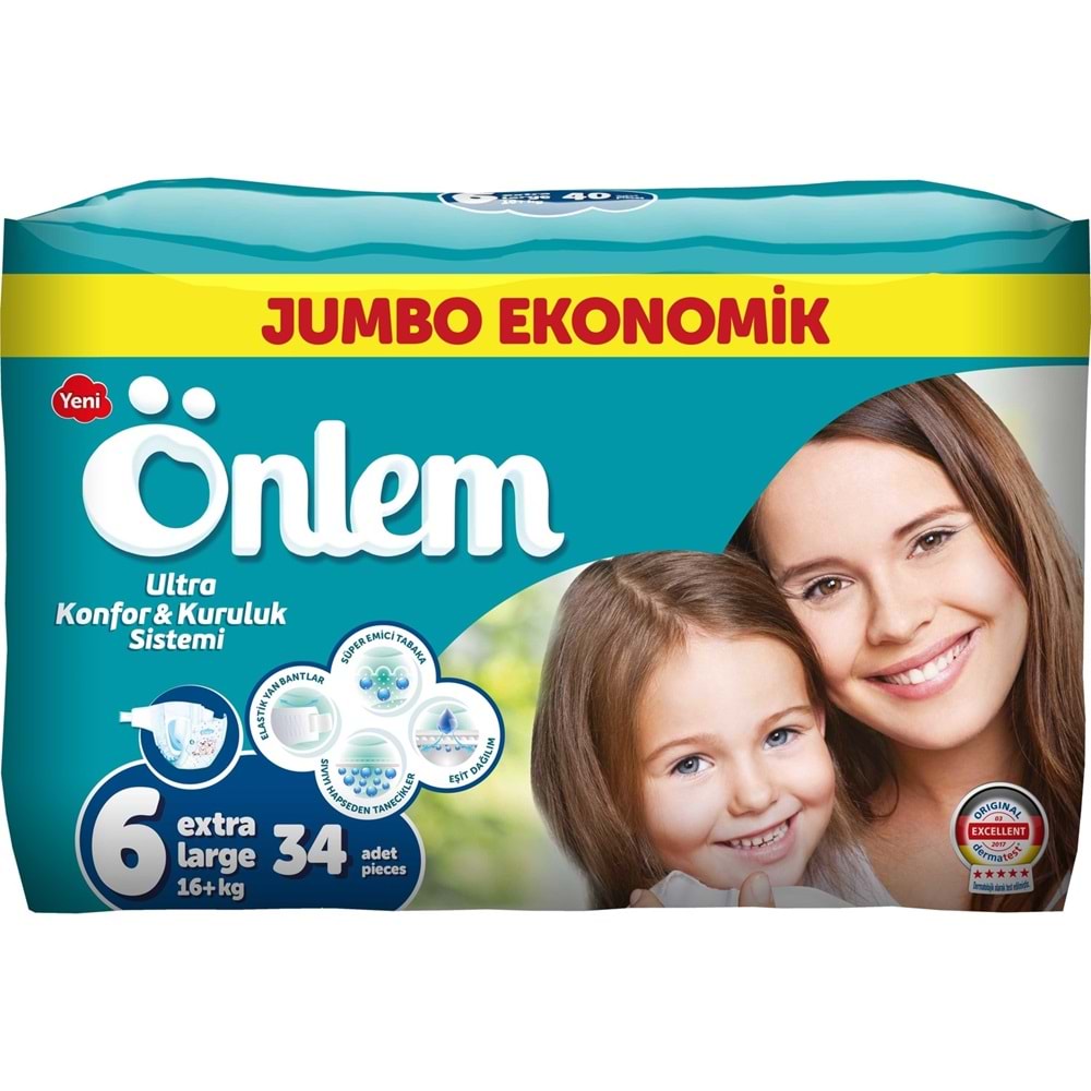 Önlem Bebek Bezi Jumbo Paket Extra Large 34 Adet (16+ kg)
