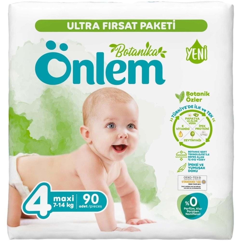 Önlem Bebek Bezi Botanika Ultra Fırsat Pk Beden: 4 (7 - 14 Kg) Maxi 90'lı