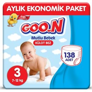 Goon Mutlu Bebek Külot Bez 3 Beden Aylık Ekonomik Paket 138 Adet