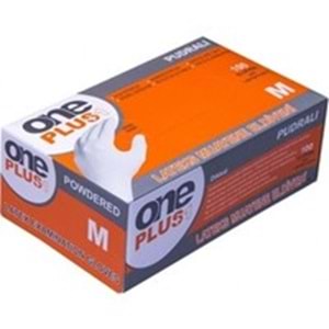 One Plus Pudralı Lateks Muayene Eldiveni Medium 100'lü