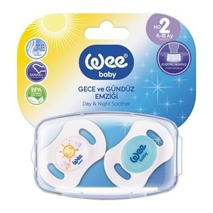 Wee Baby 2'li Gece/Gündüz Damaklı Emzik 0 - 6 Ay NO:1 Mavi