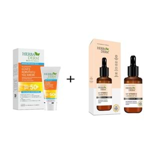 Herbaderm Sperserum Saf Vitamin C + Suya Dayanıklı Güneş Kremi 50 Faktör