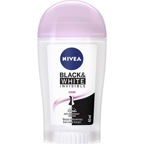 Nivea Invisible Black&White Clear Deo Stick 40 ml Kadın