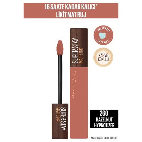Maybelline New York Super Stay Matte Ink Likit Mat Ruj - 260 Hazelnut Hypnotizer