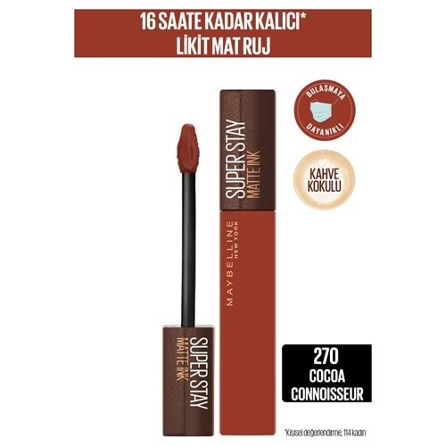 Maybelline New York Super Stay Matte Ink Likit Mat Ruj - 270 Cocoa Connoisseur