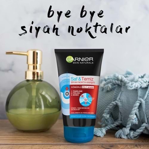 Garnier Saf & Temiz Siyah Nokta Karşıtı Kömürlü 3'ü 1 Arada