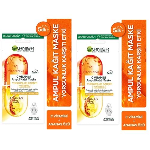 Garnier C Vitamini Ampul Kağıt Maske X2 Adet