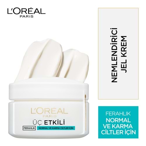 L'Oréal Paris 3 Etkili Ferahlık Günlük Bakım Kremi Normal Ve Karma Ciltler 50ml
