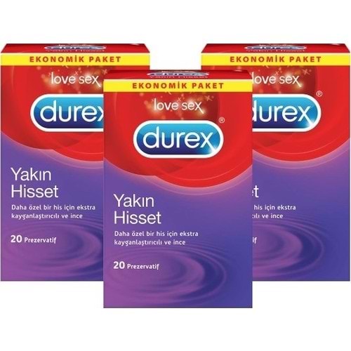Durex Yakın Hisset İnce Prezervatif 20'li Avantaj Paketi X3 Paket