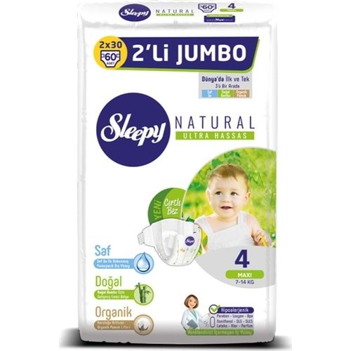 Sleepy Bebek Bezi İkili Jumbo 4 Beden 60 adet