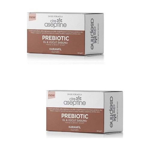 Cire Aseptine 2 x Prebiotic El ve Vücut Sabunu 100 gr Karanfil