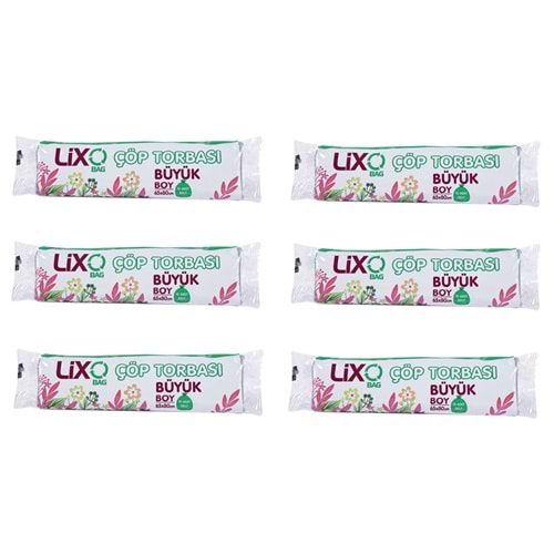 Lixo Bag Büyük Boy Çöp Torbası 65x80 Cm10lu Siyah (6 Paket)