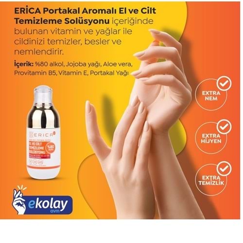Erica Alkol Bazlı Portakal İçerikli El ve Cilty Temizleme Solüsyonu