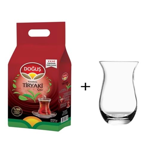 Doğuş Karadeniz Tiryaki Çayı 5000 gr + Paşabahçe Tombul Çay Bardağı 6 Lı