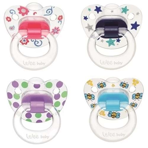 Wee Baby Baby Silikon Şeffaf Desenli Emzik Damaklı +18Ay