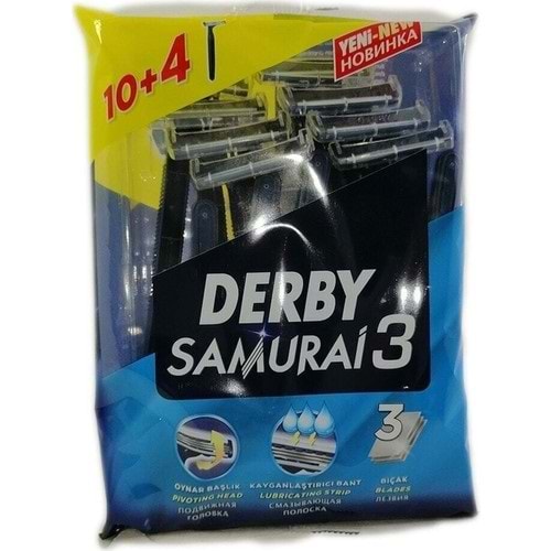 Derby Samurai 3 Tıraş Bıçağı 3 Bıçaklı 10+4 Paket