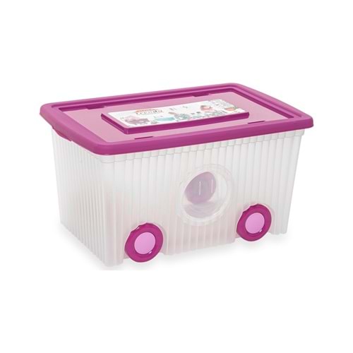 Flora Trendy Tekerlekli Oyuncak Kutusu 40 lt Pembe