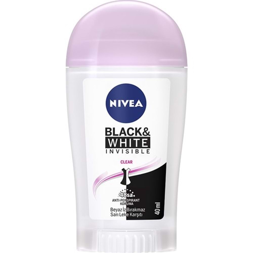 Nivea Invisible Black&White Clear Deo Stick 40 ml Kadın