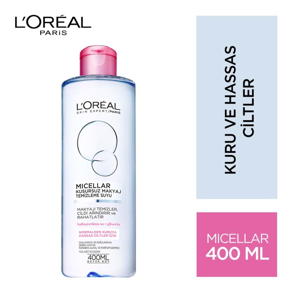 L'Oréal Paris Micellar Kusursuz Makyaj Temizleme Suyu Hassas 400ML