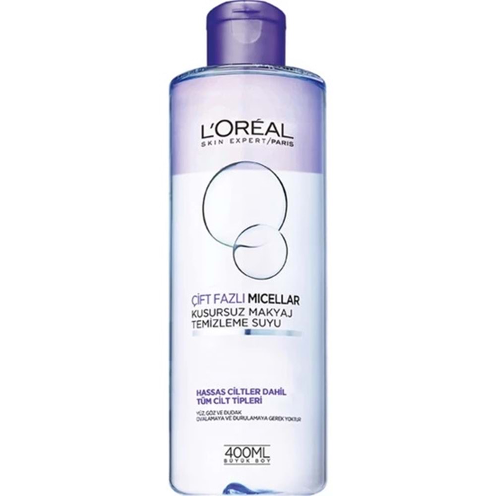 L'Oréal Paris Çift Fazlı Micellar Kusursuz Makyaj Temizleme Suyu 400ml