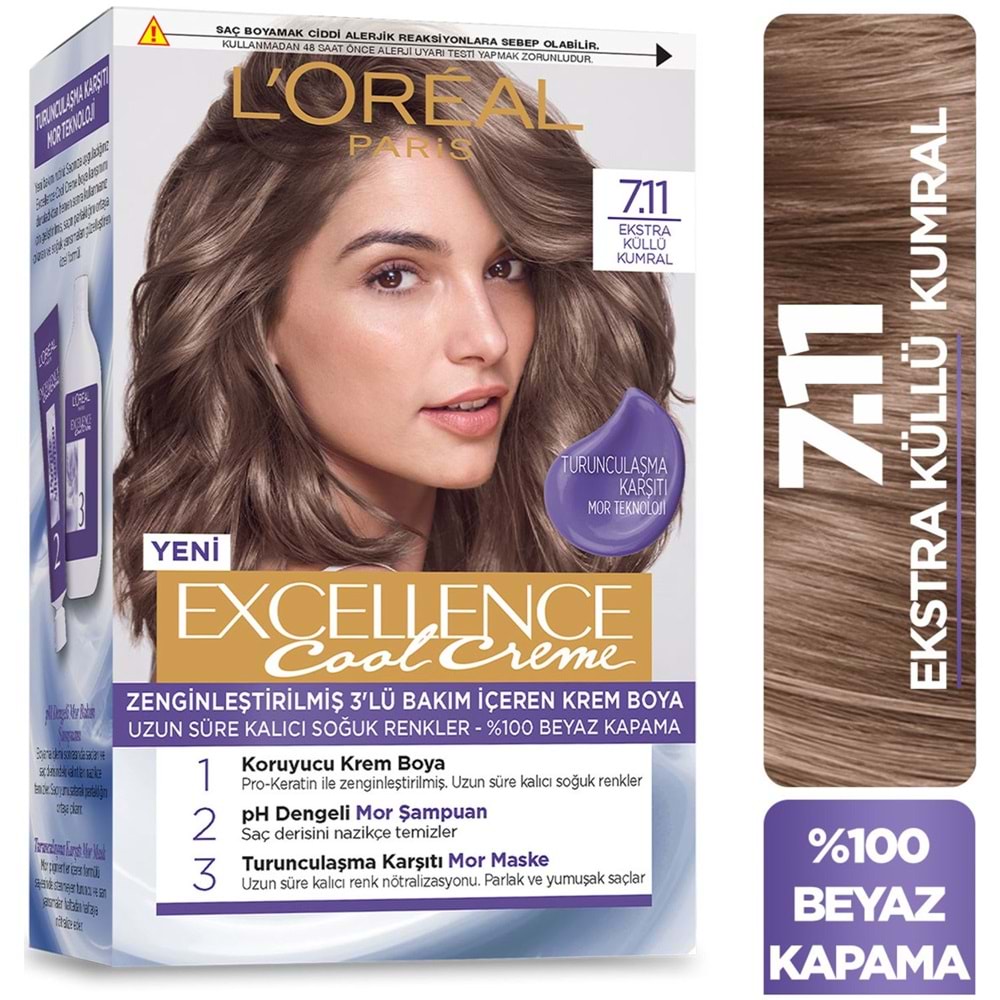 L’oréal Paris Excellence Cool Creme Saç Boyası – 7.11 Ekstra Küllü Kumral