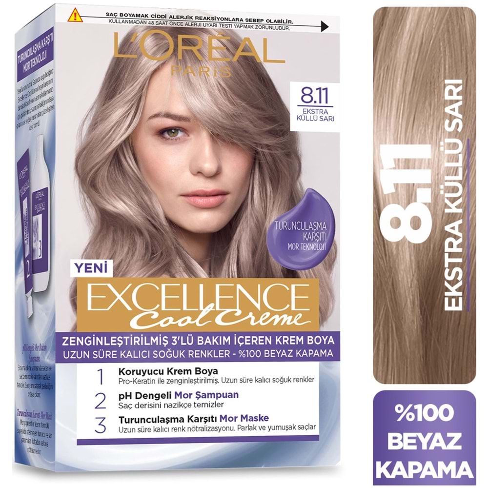 L’Oréal Paris Excellence Cool Creme Saç Boyası – 8.11 Ekstra Küllü Sarı