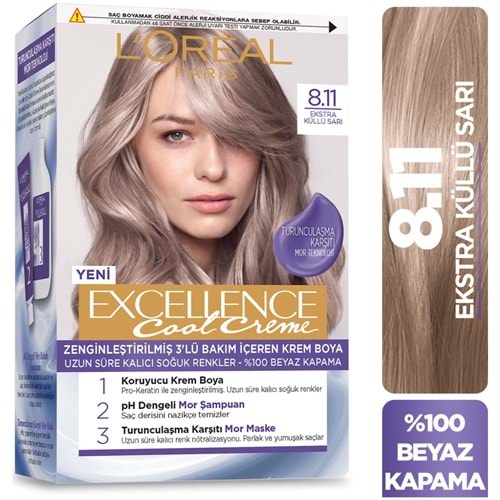 L’Oréal Paris Excellence Cool Creme Saç Boyası – 8.11 Ekstra Küllü Sarı