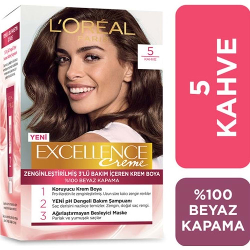 Loreal Paris Excellence Creme - Krem Saç Boyası No: 5 Kahve