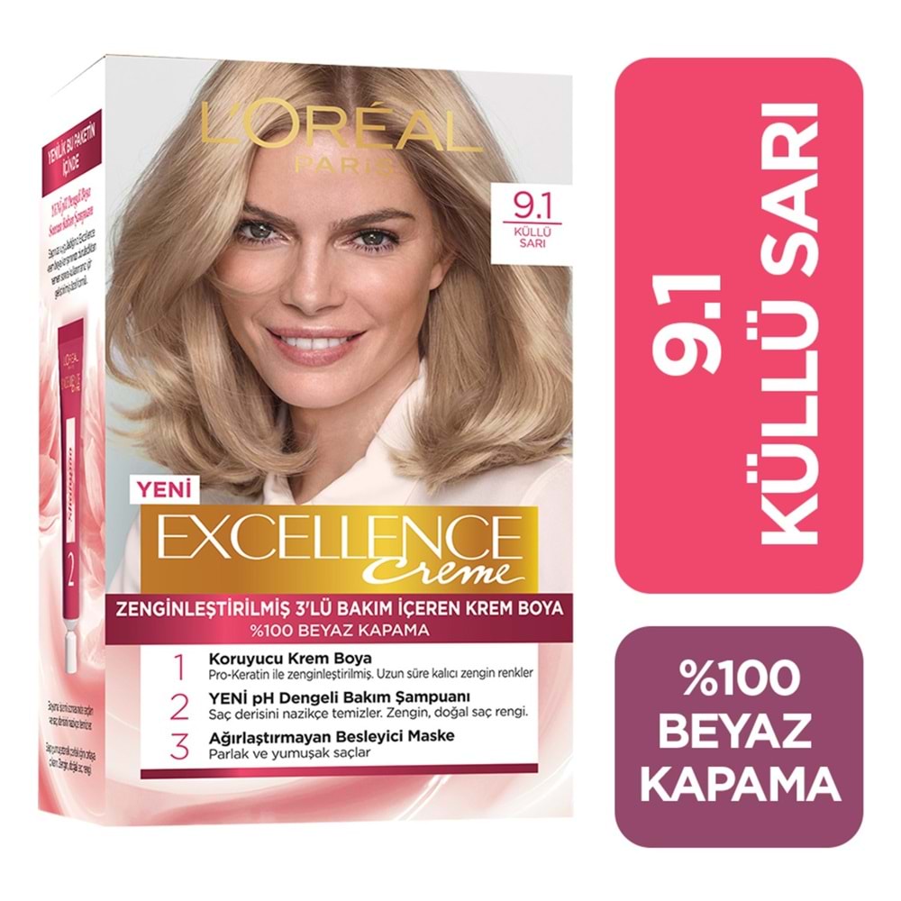 L'Oréal Paris Excellence Creme Saç Boyası 9.1 Sarı Küllü