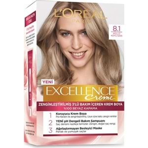 Loreal Paris Excellence Creme Saç Boyası 8.1 Küllü Koyu Sarı