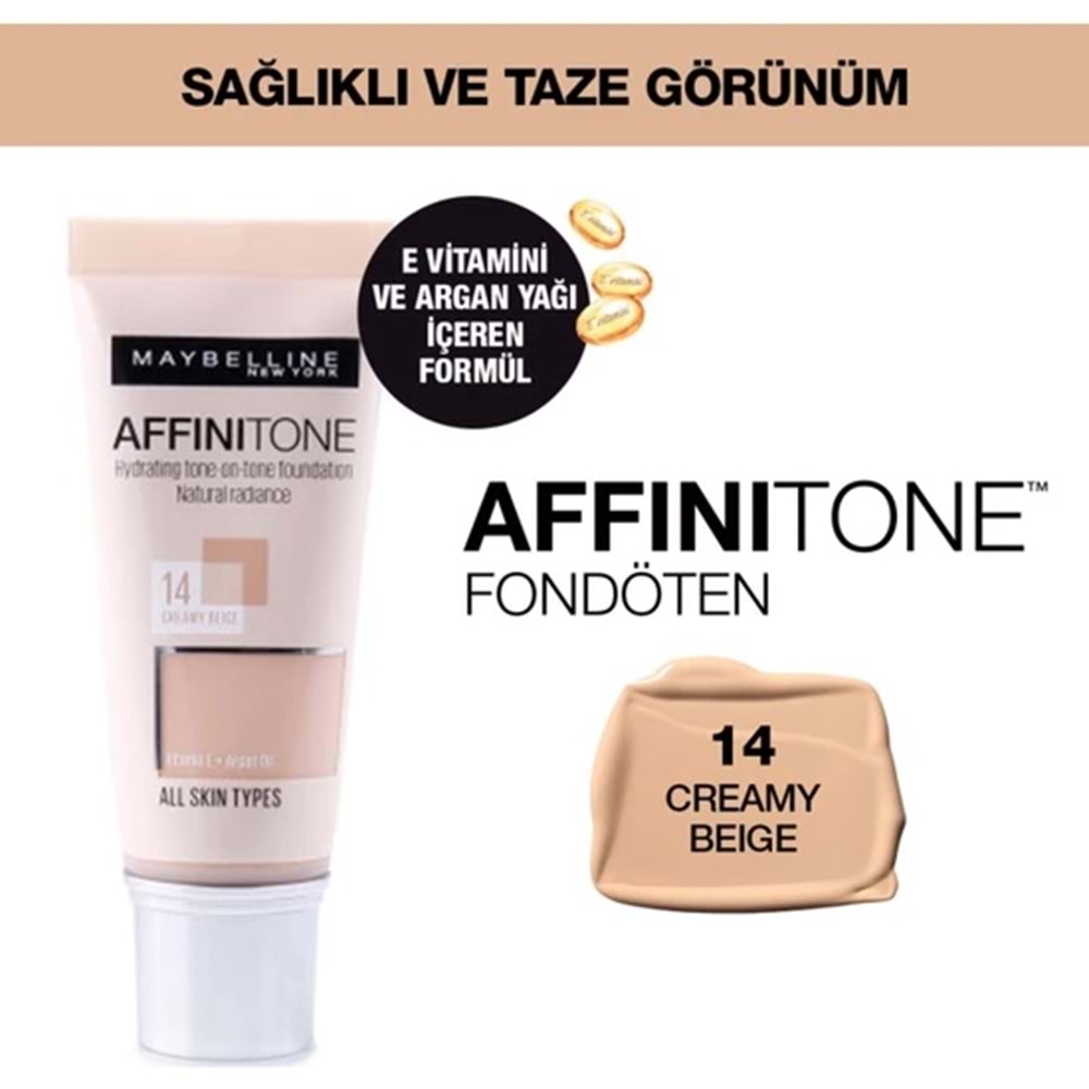 Maybelline New York Affinitone Fondöten - 14 Creamy Beige Ceamy