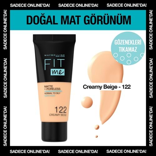 Maybelline New York Fit Me Matte+Poreless Fondöten - 122 Creamy Beige