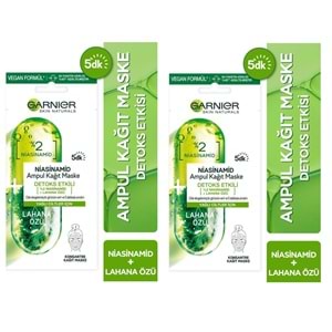 Garnier Skın Naturals Niasinamid Ampul Kağıt Maske Detoks Etkili X2 Adet