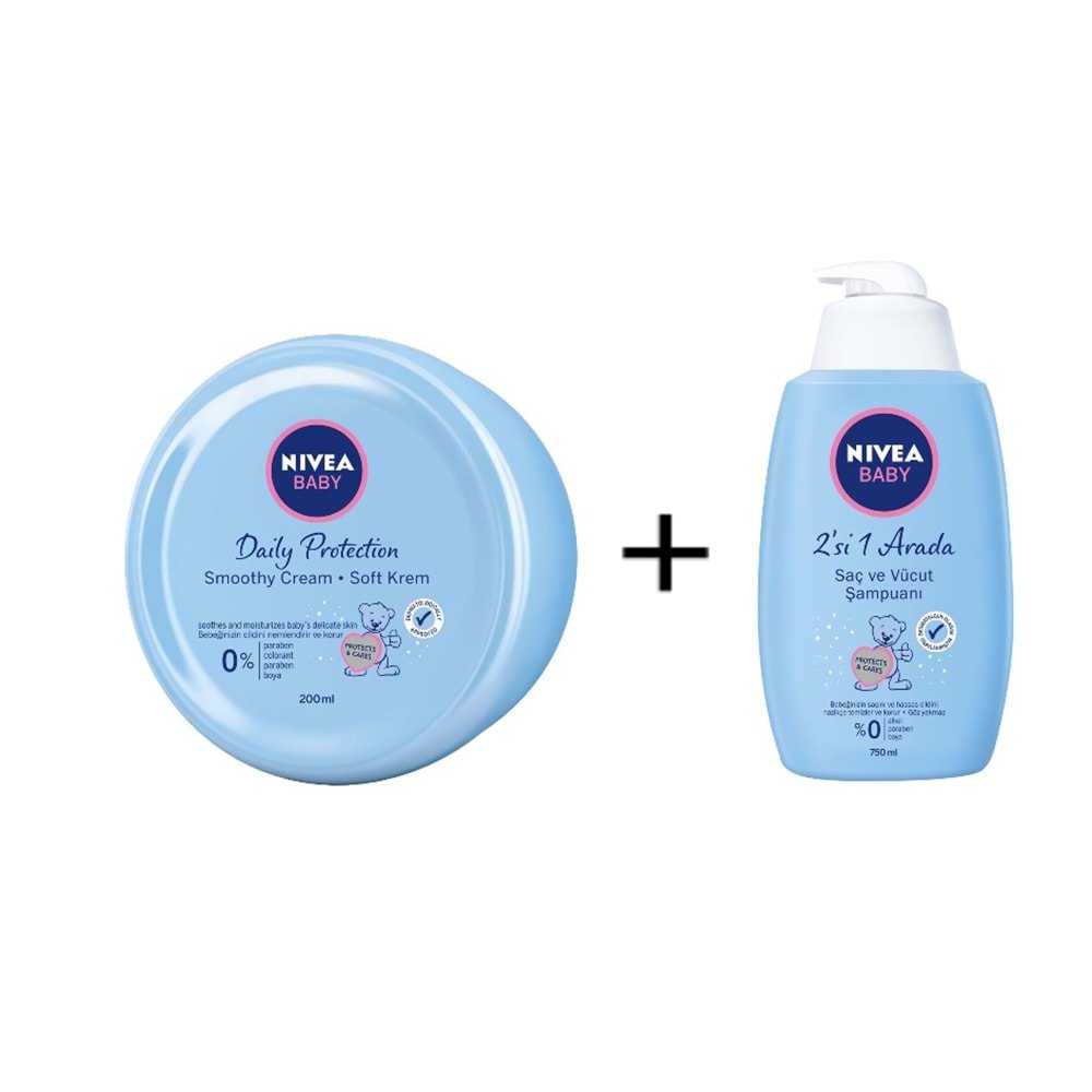 Nivea Baby Saç ve Vücut Şampuanı 750 ml + Nivea Baby Nemlendirici Bebek Kremi 200 ml