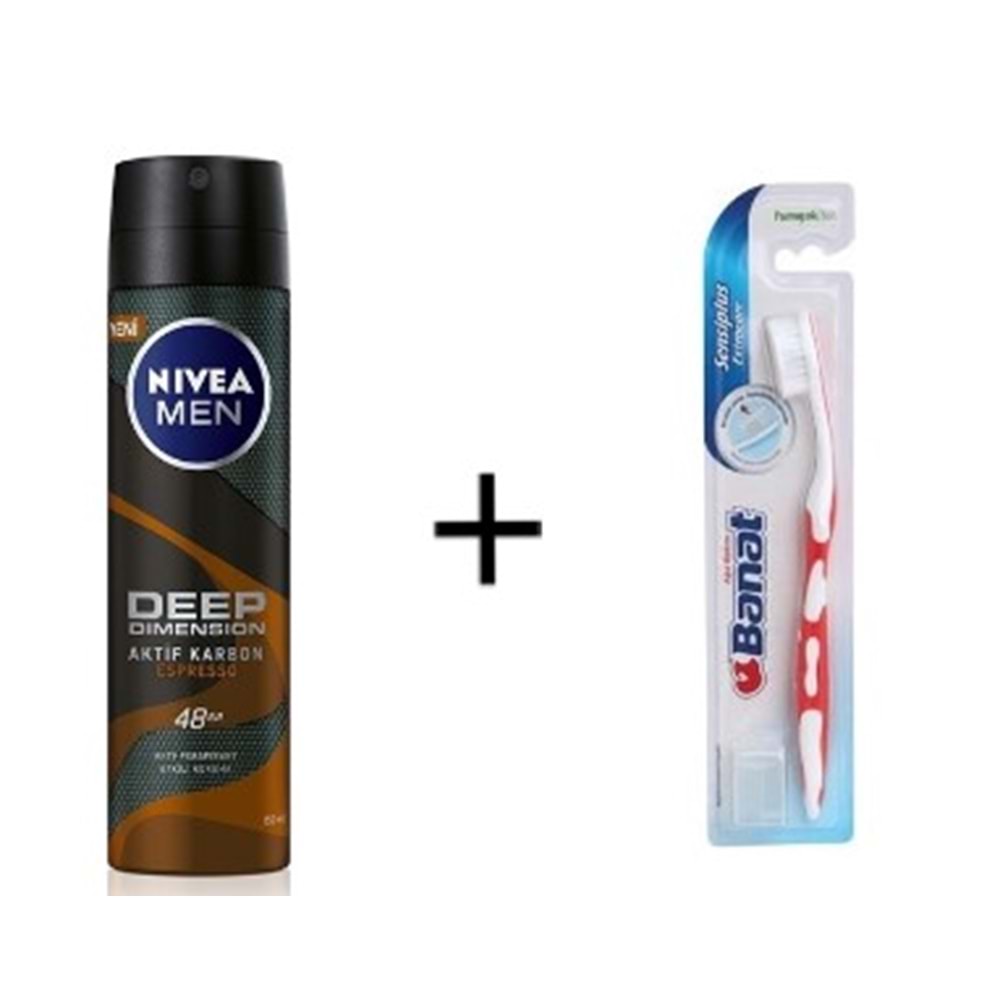 Banat SensiPlus + Nivea Men Deep Dimension Espresso Sprey Deodorant 150 ml Erkek