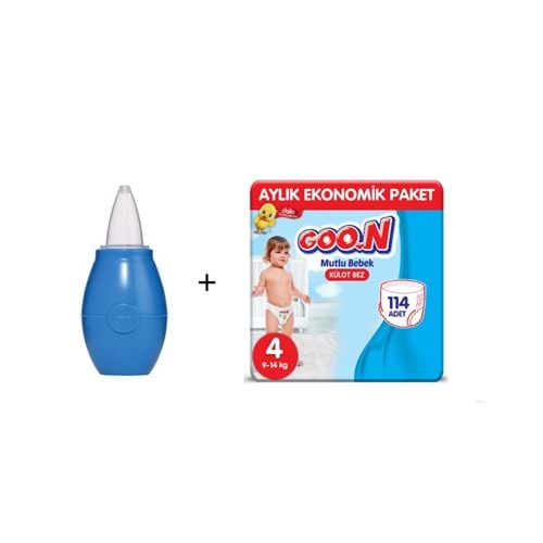 Goon Bebek Bezi Mutlu Bebek Külot Bezi 4 No 38 Li x 3 & WEE Burun Aspiratörü Hediyeli